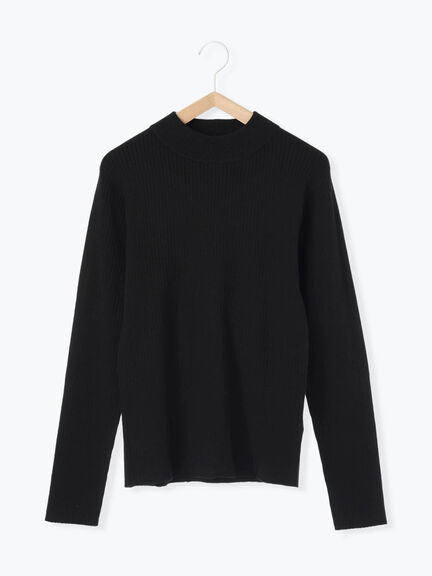 【Hug knit】リブハイネックプルオーバー（オフホワイト/ホワイト/ブラック/グリーン/ＴＯＰグレー）｜Samansa Mos2 blue（サマンサモスモス ブルー）通販