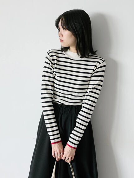 【Hug knit】リブハイネックプルオーバー（オフホワイト/ホワイト/ブラック/グリーン/ＴＯＰグレー）｜Samansa Mos2 blue（サマンサモスモス ブルー）通販