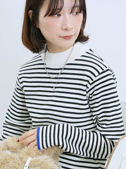 【Hug knit】リブハイネックプルオーバー（オフホワイト/ホワイト/ブラック/グリーン/ＴＯＰグレー）｜Samansa Mos2 blue（サマンサモスモス ブルー）通販