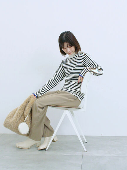 【Hug knit】リブハイネックプルオーバー（オフホワイト/ホワイト/ブラック/グリーン/ＴＯＰグレー）｜Samansa Mos2 blue（サマンサモスモス ブルー）通販