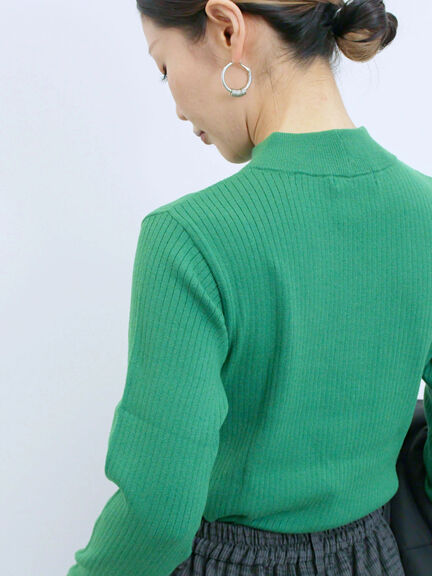 【Hug knit】リブハイネックプルオーバー（オフホワイト/ホワイト/ブラック/グリーン/ＴＯＰグレー）｜Samansa Mos2 blue（サマンサモスモス ブルー）通販