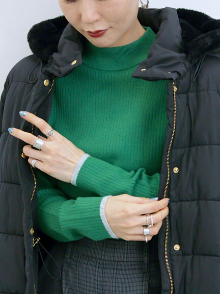 【Hug knit】リブハイネックプルオーバー（オフホワイト/ホワイト/ブラック/グリーン/ＴＯＰグレー）｜Samansa Mos2 blue（サマンサモスモス ブルー）通販