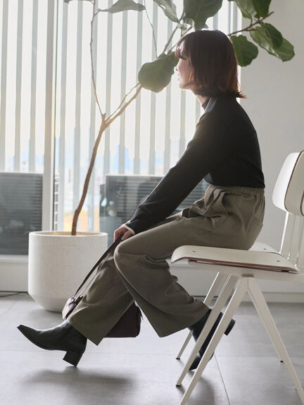 【Hug knit】リブハイネックプルオーバー（オフホワイト/ホワイト/ブラック/グリーン/ＴＯＰグレー）｜Samansa Mos2 blue（サマンサモスモス ブルー）通販