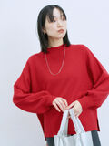 【Hug knit】袖ボリュームハイネックプルオーバー（レッド）｜Samansa Mos2 blue（サマンサモスモス ブルー）通販