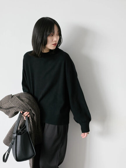 【Hug knit】袖ボリュームハイネックプルオーバー（ブラック/レッド/ダークオレンジ/グリーン/ＴＯＰグレー）｜Samansa Mos2 blue（サマンサモスモス ブルー）通販