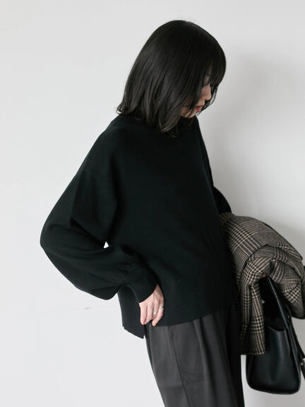 【Hug knit】袖ボリュームハイネックプルオーバー（ブラック/レッド/ダークオレンジ/グリーン/ＴＯＰグレー）｜Samansa Mos2 blue（サマンサモスモス ブルー）通販