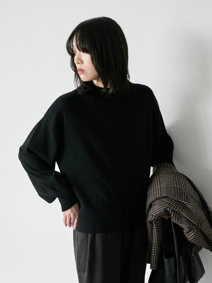 【Hug knit】袖ボリュームハイネックプルオーバー（ブラック/レッド/ダークオレンジ/グリーン/ＴＯＰグレー）｜Samansa Mos2 blue（サマンサモスモス ブルー）通販