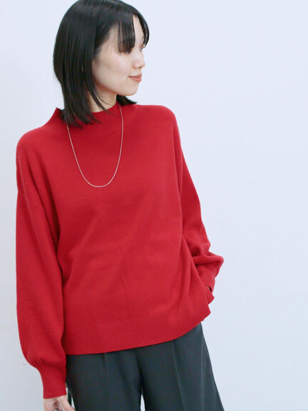 【Hug knit】袖ボリュームハイネックプルオーバー（ブラック/レッド/ダークオレンジ/グリーン/ＴＯＰグレー）｜Samansa Mos2 blue（サマンサモスモス ブルー）通販