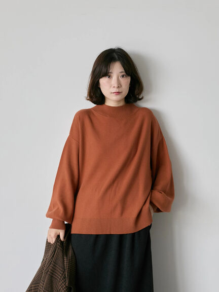 【Hug knit】袖ボリュームハイネックプルオーバー（ブラック/レッド/ダークオレンジ/グリーン/ＴＯＰグレー）｜Samansa Mos2 blue（サマンサモスモス ブルー）通販
