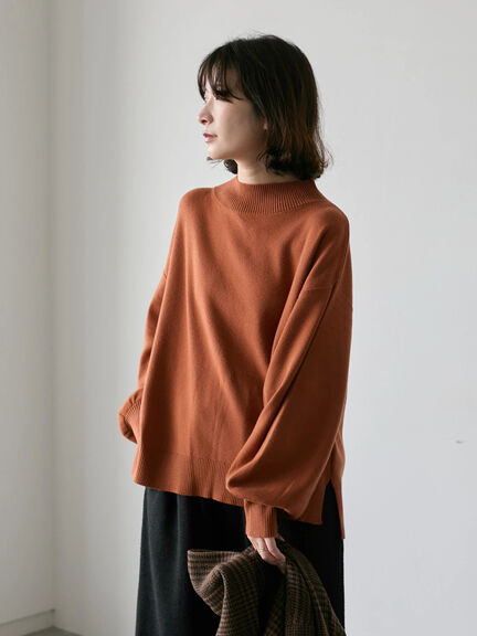【Hug knit】袖ボリュームハイネックプルオーバー（ブラック/レッド/ダークオレンジ/グリーン/ＴＯＰグレー）｜Samansa Mos2 blue（サマンサモスモス ブルー）通販
