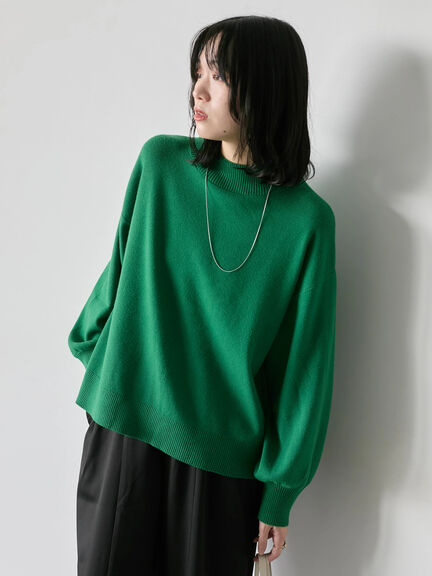 【Hug knit】袖ボリュームハイネックプルオーバー（ブラック/レッド/ダークオレンジ/グリーン/ＴＯＰグレー）｜Samansa Mos2 blue（サマンサモスモス ブルー）通販