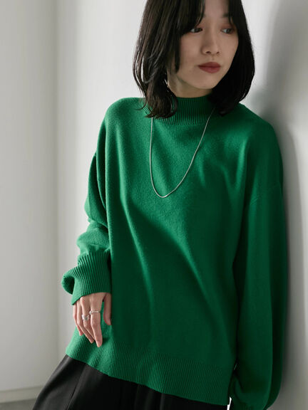 【Hug knit】袖ボリュームハイネックプルオーバー（ブラック/レッド/ダークオレンジ/グリーン/ＴＯＰグレー）｜Samansa Mos2 blue（サマンサモスモス ブルー）通販