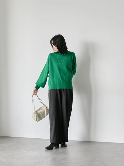 【Hug knit】袖ボリュームハイネックプルオーバー（ブラック/レッド/ダークオレンジ/グリーン/ＴＯＰグレー）｜Samansa Mos2 blue（サマンサモスモス ブルー）通販