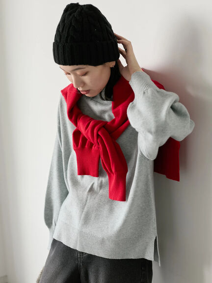 【Hug knit】袖ボリュームハイネックプルオーバー（ブラック/レッド/ダークオレンジ/グリーン/ＴＯＰグレー）｜Samansa Mos2 blue（サマンサモスモス ブルー）通販