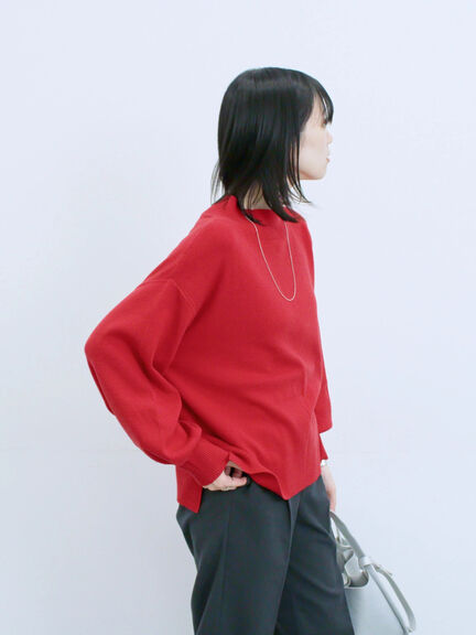 【Hug knit】袖ボリュームハイネックプルオーバー（ブラック/レッド/ダークオレンジ/グリーン/ＴＯＰグレー）｜Samansa Mos2 blue（サマンサモスモス ブルー）通販