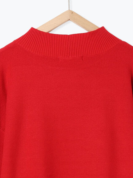 【Hug knit】袖ボリュームハイネックプルオーバー（ブラック/レッド/ダークオレンジ/グリーン/ＴＯＰグレー）｜Samansa Mos2 blue（サマンサモスモス ブルー）通販