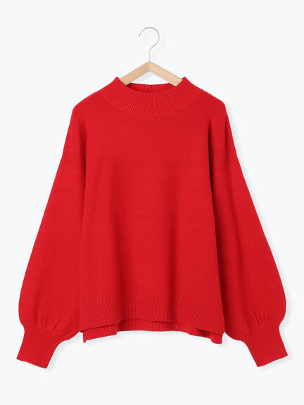 【Hug knit】袖ボリュームハイネックプルオーバー（ブラック/レッド/ダークオレンジ/グリーン/ＴＯＰグレー）｜Samansa Mos2 blue（サマンサモスモス ブルー）通販