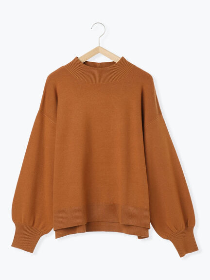 【Hug knit】袖ボリュームハイネックプルオーバー（ブラック/レッド/ダークオレンジ/グリーン/ＴＯＰグレー）｜Samansa Mos2 blue（サマンサモスモス ブルー）通販
