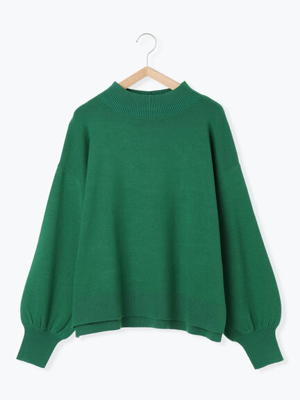 【Hug knit】袖ボリュームハイネックプルオーバー（ブラック/レッド/ダークオレンジ/グリーン/ＴＯＰグレー）｜Samansa Mos2 blue（サマンサモスモス ブルー）通販