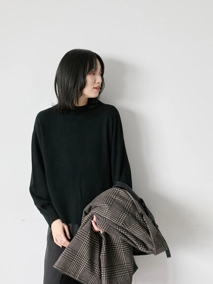 【Hug knit】袖ボリュームハイネックプルオーバー（ブラック/レッド/ダークオレンジ/グリーン/ＴＯＰグレー）｜Samansa Mos2 blue（サマンサモスモス ブルー）通販
