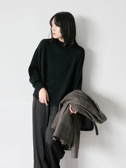 【Hug knit】袖ボリュームハイネックプルオーバー（ブラック/レッド/ダークオレンジ/グリーン/ＴＯＰグレー）｜Samansa Mos2 blue（サマンサモスモス ブルー）通販