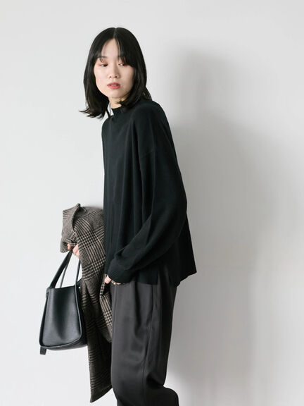 【Hug knit】袖ボリュームハイネックプルオーバー（ブラック/レッド/ダークオレンジ/グリーン/ＴＯＰグレー）｜Samansa Mos2 blue（サマンサモスモス ブルー）通販
