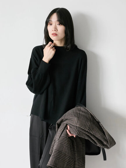 【Hug knit】袖ボリュームハイネックプルオーバー（ブラック/レッド/ダークオレンジ/グリーン/ＴＯＰグレー）｜Samansa Mos2 blue（サマンサモスモス ブルー）通販