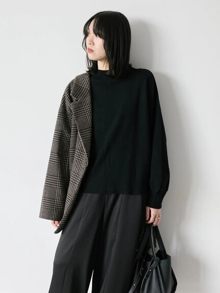 【Hug knit】袖ボリュームハイネックプルオーバー（ブラック/レッド/ダークオレンジ/グリーン/ＴＯＰグレー）｜Samansa Mos2 blue（サマンサモスモス ブルー）通販