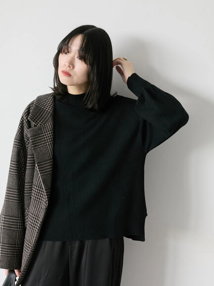 【Hug knit】袖ボリュームハイネックプルオーバー（ブラック/レッド/ダークオレンジ/グリーン/ＴＯＰグレー）｜Samansa Mos2 blue（サマンサモスモス ブルー）通販