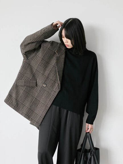 【Hug knit】袖ボリュームハイネックプルオーバー（ブラック/レッド/ダークオレンジ/グリーン/ＴＯＰグレー）｜Samansa Mos2 blue（サマンサモスモス ブルー）通販