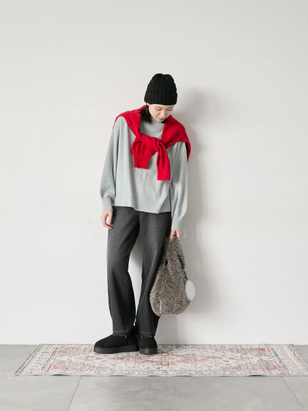 【Hug knit】袖ボリュームハイネックプルオーバー（ブラック/レッド/ダークオレンジ/グリーン/ＴＯＰグレー）｜Samansa Mos2 blue（サマンサモスモス ブルー）通販
