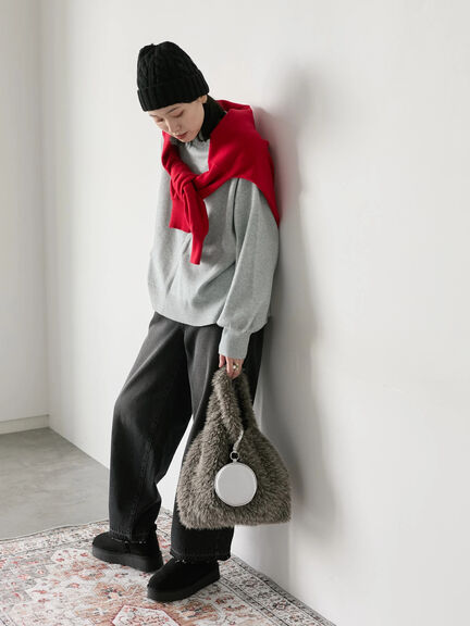 【Hug knit】袖ボリュームハイネックプルオーバー（ブラック/レッド/ダークオレンジ/グリーン/ＴＯＰグレー）｜Samansa Mos2 blue（サマンサモスモス ブルー）通販