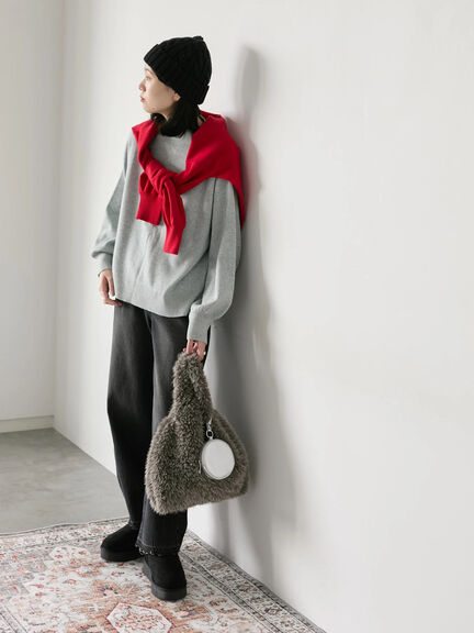 【Hug knit】袖ボリュームハイネックプルオーバー（ブラック/レッド/ダークオレンジ/グリーン/ＴＯＰグレー）｜Samansa Mos2 blue（サマンサモスモス ブルー）通販