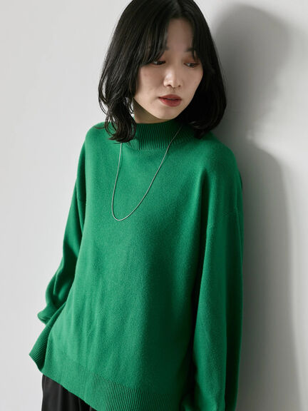 【Hug knit】袖ボリュームハイネックプルオーバー（ブラック/レッド/ダークオレンジ/グリーン/ＴＯＰグレー）｜Samansa Mos2 blue（サマンサモスモス ブルー）通販