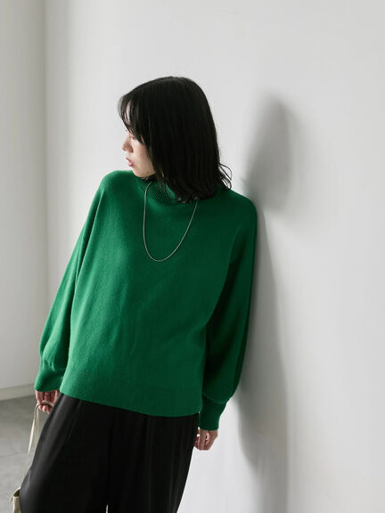 【Hug knit】袖ボリュームハイネックプルオーバー（ブラック/レッド/ダークオレンジ/グリーン/ＴＯＰグレー）｜Samansa Mos2 blue（サマンサモスモス ブルー）通販