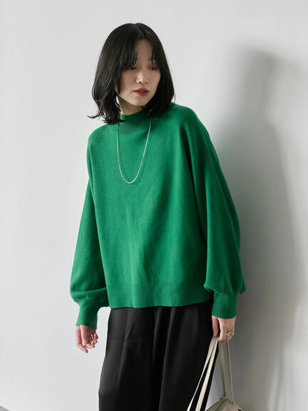 【Hug knit】袖ボリュームハイネックプルオーバー（ブラック/レッド/ダークオレンジ/グリーン/ＴＯＰグレー）｜Samansa Mos2 blue（サマンサモスモス ブルー）通販