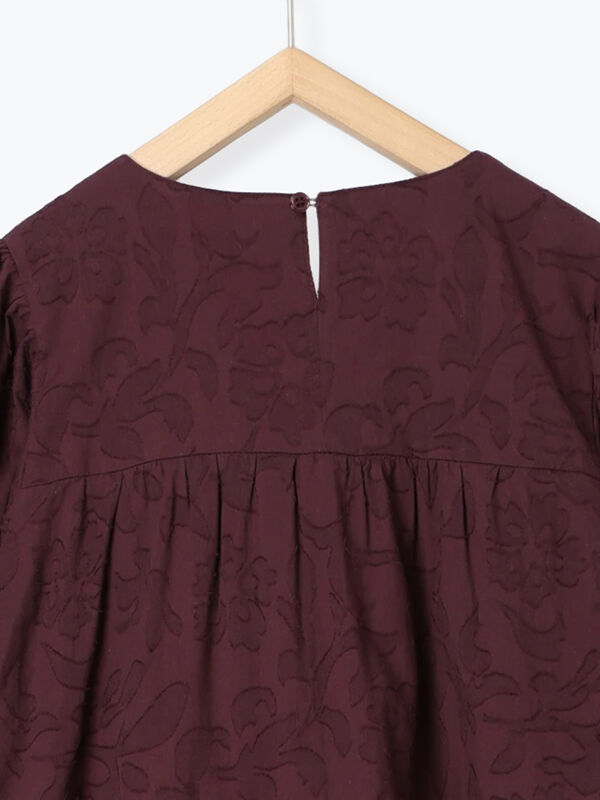 セール】 花ジャガードティアードワンピース（ブラック/ボルドー