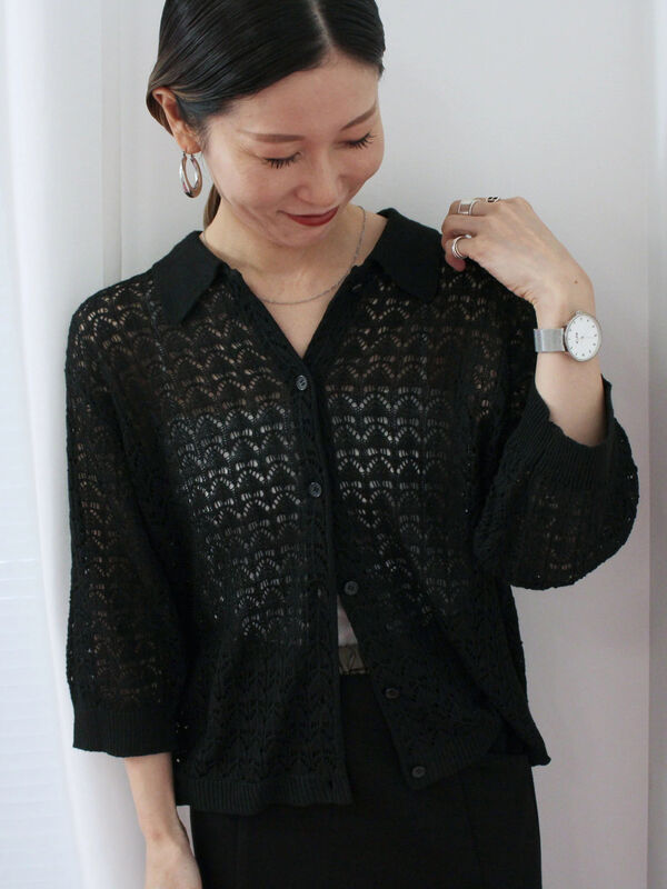 sakuraFABIO RUSCONI♦︎美品♦︎黒♦︎シースルー 38 シアー 撥水》サマ美え エアリーシアーシャツ CROSS FUNCTION｜クロスプラス