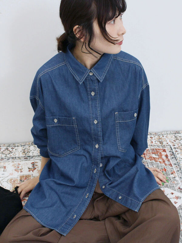 デニムオーバーシャツ（ブルー）｜Samansa Mos2 blue（サマンサモスモス ブルー）通販