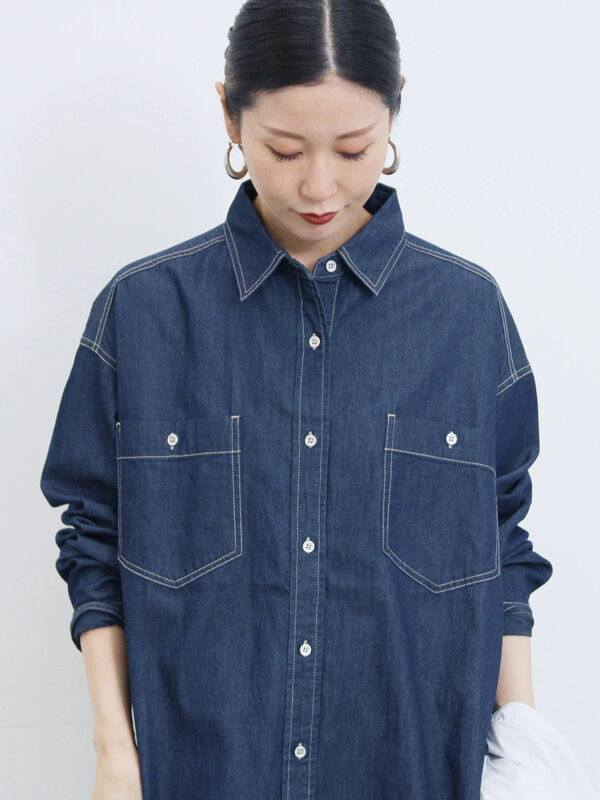デニムオーバーシャツ（ネイビー）｜Samansa Mos2 blue（サマンサモスモス ブルー）通販