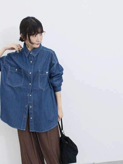 デニムオーバーシャツ（ブラック/ブルー/ネイビー）｜Samansa Mos2 blue（サマンサモスモス ブルー）通販
