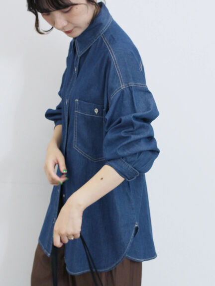 デニムオーバーシャツ（ブラック/ブルー/ネイビー）｜Samansa Mos2 blue（サマンサモスモス ブルー）通販
