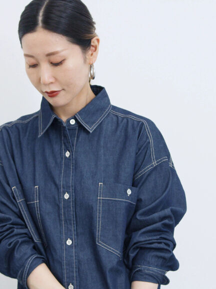 デニムオーバーシャツ（ブラック/ブルー/ネイビー）｜Samansa Mos2 blue（サマンサモスモス ブルー）通販
