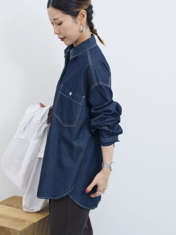セール】 デニムオーバーシャツ（ブラック/ブルー/ネイビー/トップス