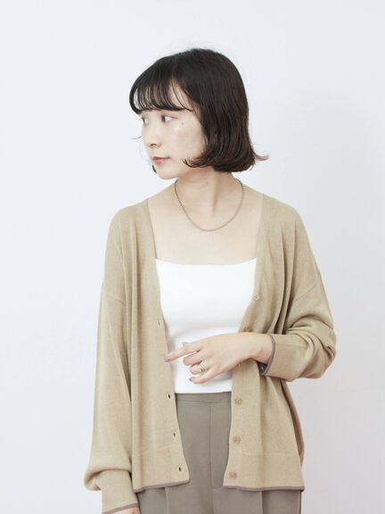 配色Vネックカーディガン（チャコールグレー/ベージュ/Ｓグレー）｜Samansa Mos2 blue（サマンサモスモス ブルー）通販