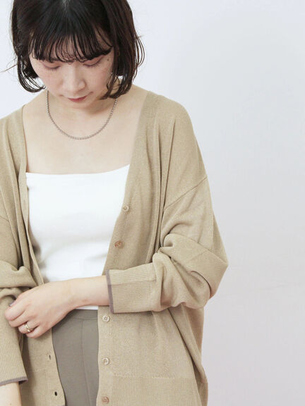 配色Vネックカーディガン（チャコールグレー/ベージュ/Ｓグレー）｜Samansa Mos2 blue（サマンサモスモス ブルー）通販