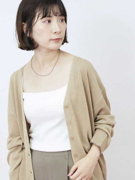 配色Vネックカーディガン（チャコールグレー/ベージュ/Ｓグレー）｜Samansa Mos2 blue（サマンサモスモス ブルー）通販