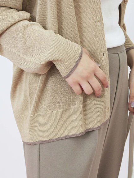 配色Vネックカーディガン（チャコールグレー/ベージュ/Ｓグレー）｜Samansa Mos2 blue（サマンサモスモス ブルー）通販