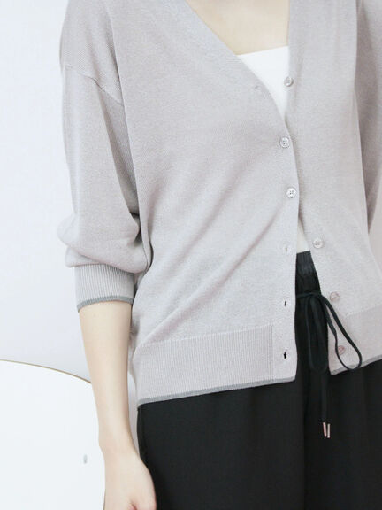 配色Vネックカーディガン（チャコールグレー/ベージュ/Ｓグレー）｜Samansa Mos2 blue（サマンサモスモス ブルー）通販