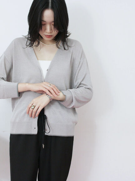 配色Vネックカーディガン（チャコールグレー/ベージュ/Ｓグレー）｜Samansa Mos2 blue（サマンサモスモス ブルー）通販